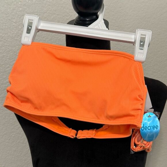 Decree Neon Orange Textured Bikini Set - Strapless Top & Cheeky Bottoms, XS, NWT - Picture 2 of 13